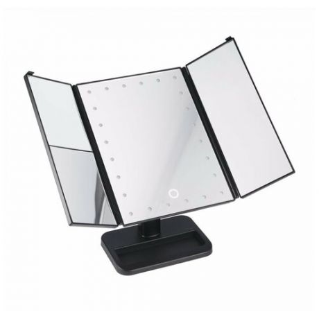 Косметическое раскладное зеркало с подсветкой Large Led Mirror 22L, черное