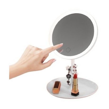 Зеркало настольное косметическое с регулируемой подсветкой белое