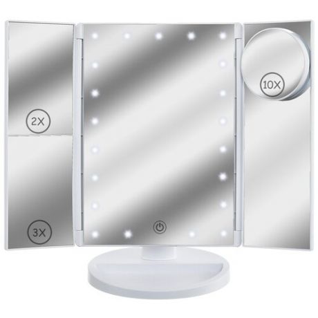Зеркало косметическое MGitik для макияжа с подсветкой и увеличением раскладное с сенсорным экраном