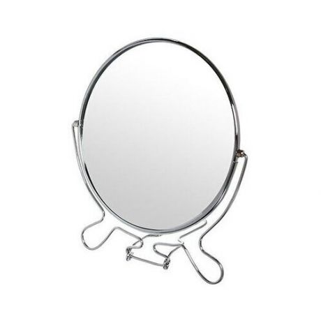 Зеркало настольное в металлической оправе «Модерн» круг, двухстороннее, d17см