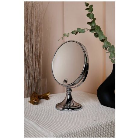 Zarboni 159-10X зеркало косметическое с увеличением 10X, настольное, двустороннее, на ножке, диаметр 20см