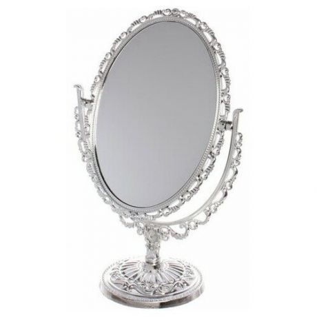 Зеркало настольное в пластиковой оправе «Версаль - Овал», цвет серебро, двухстороннее, 24.5см