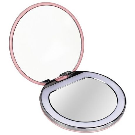 Зеркало для макияжа с подсветкой / Зеркало карманное / Зеркало настольное / Двустороннее зеркало, цвет черный