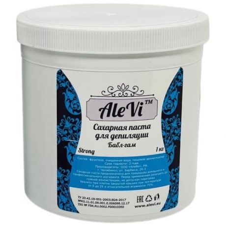 AleVi (АлеВи) Сахарная паста для шугаринга на фруктозе Strong плотная "Бабл-гам", 1000 г