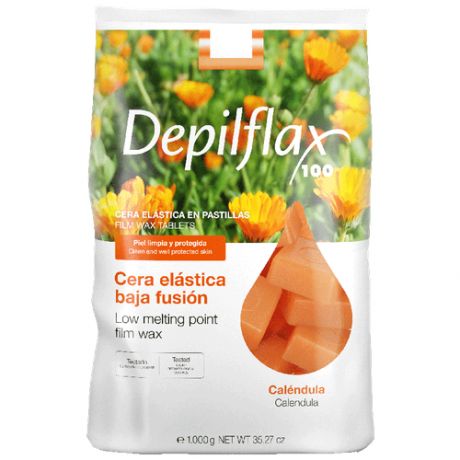 Воск горячий для депиляции пленочный в дисках Depilflax Film Wax Calendula 1000 г