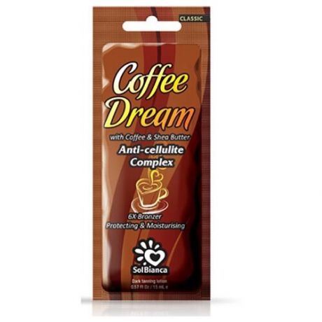 Средства для загара Sol Bianca Coffee Dream - Крем для загара в солярии с маслом кофе, маслом Ши и бронзаторами, 15 мл