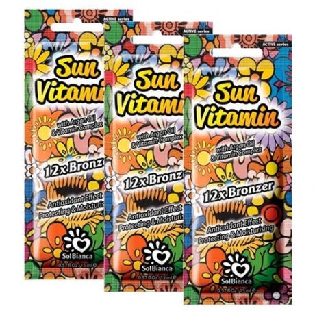 Sol Bianca Крем для солярия “Sun Vitamin”12х bronzer, 45 мл (упаковка 3 шт*15 мл)