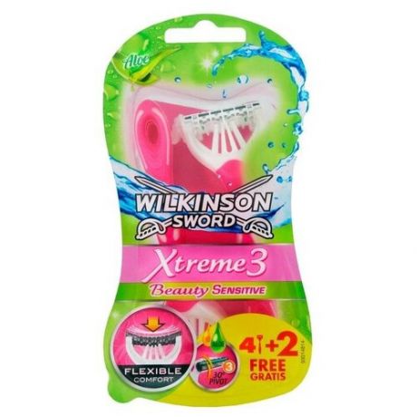 Бритвы одноразовые Wilkinson Sword Schick Xtreme3 Beauty Sensitive, женские, 4+2 шт.