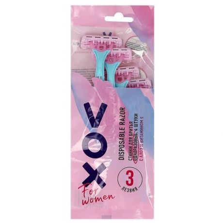 Станок для бритья одноразовый VOX FOR WOMEN 3 лезвия 4 шт