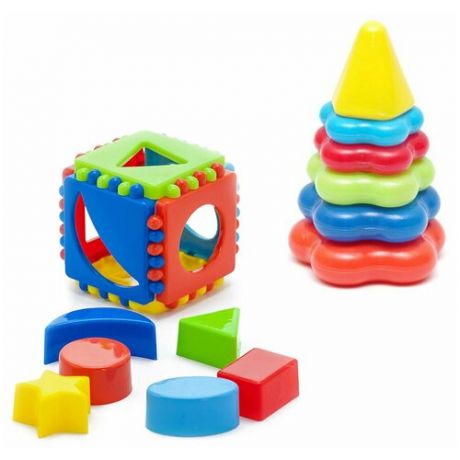 Набор развивающий Игрушка "Кубик логический малый" 40-0011 + Пирамида детская малая 40-0046