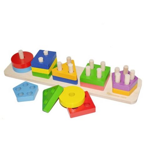 Развивающая игрушка Сортер Пирамидка из дерева для малышей Shiska-toys 15 деталей