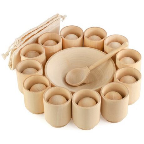 Развивающий деревянный набор для детей / сортер Шарики в стаканчиках большие / заготовка / Ulanik