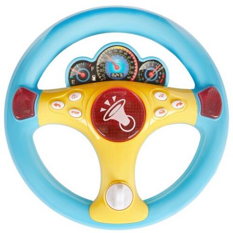 Музыкальный руль "Я тоже рулю", PlaySmart, со звуком и светом, голубой с белым 7749-1