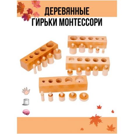 Детские развивающие игрушки Монтессори Деревянные цилиндры Гири (б/ц)