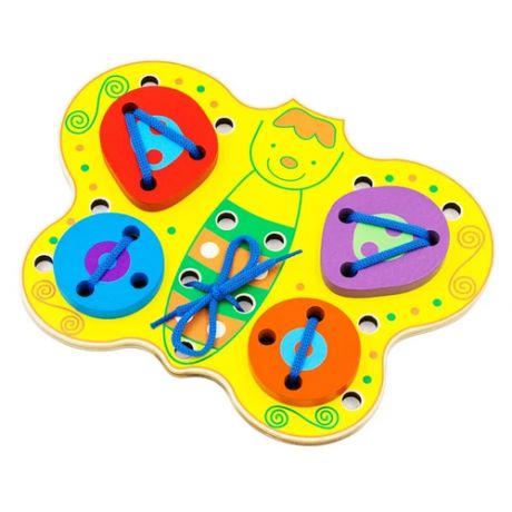 Игрушка для детей интерактивная развивающая Шнуровка "Бабочка" (деревянная)