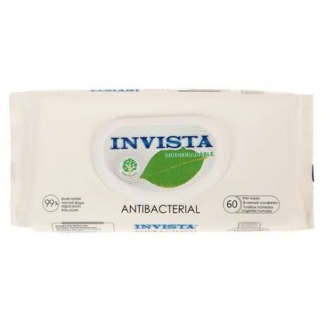 Влажные салфетки INVISTA антибактериальные, биоразлагаемые, 60 шт.