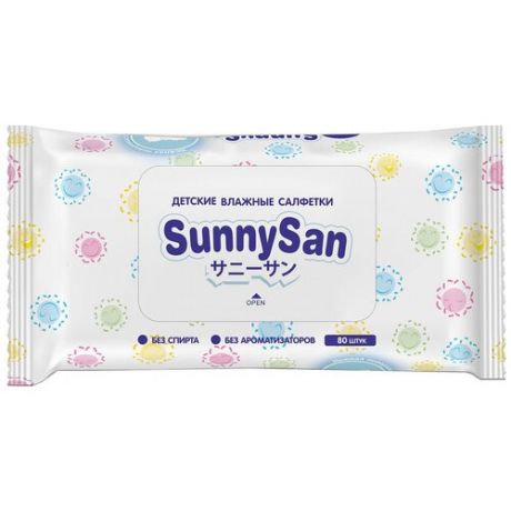 Влажные салфетки SunnySan Детские, липучка, 80 шт.