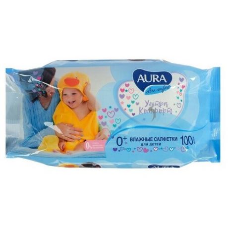 Влажные салфетки Aura Ultra Comfort, детские, микс, 100 шт.