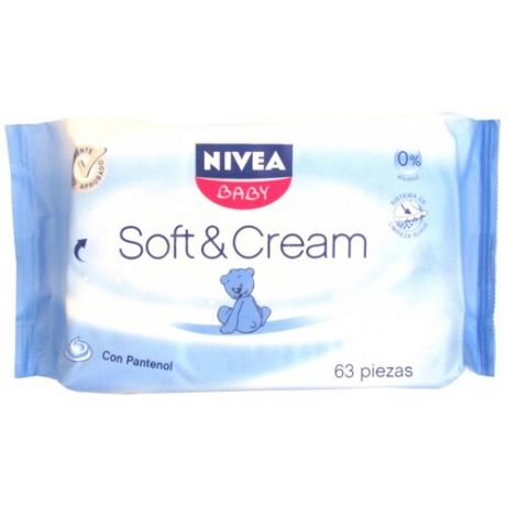 Влажные салфетки Nivea Baby Soft & Cream, липучка, 63 шт.