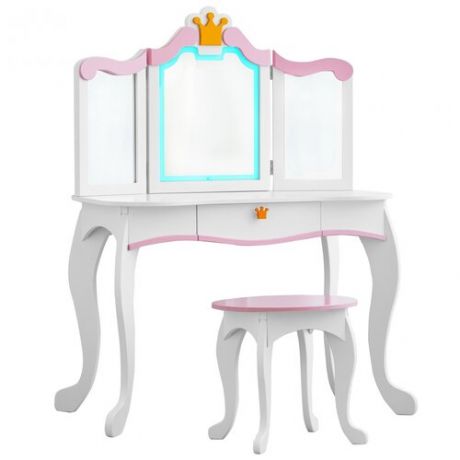 Туалетный столик DreamToys для девочек Принцесса Аврора с подсветкой, белый/розовый