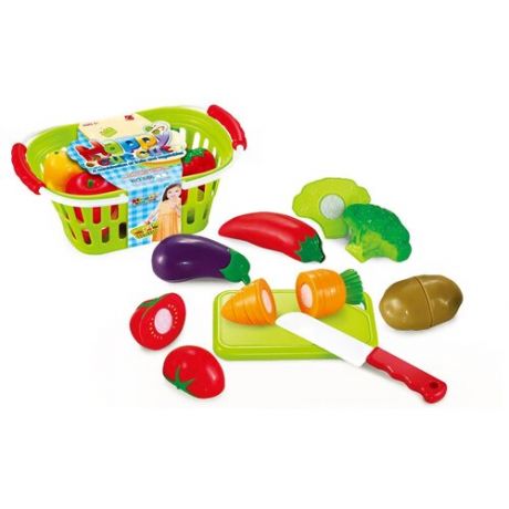 Игровой набор режем овощи на липучке в корзинке, с доской и ножом, 9 предметов