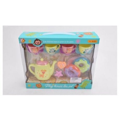 Набор игрушечной посуды КНР Для чаепития, с пончиками, в коробке (514-636)