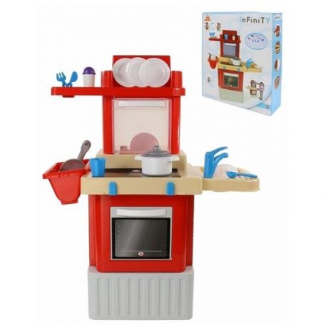 Игровой набор для девочек кухня инфинити полесье с набором посуды краном и плитой