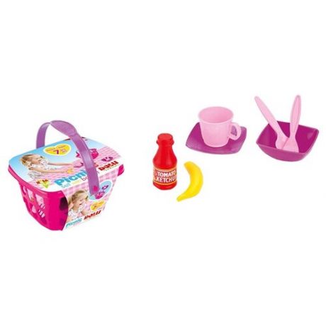 Набор продуктов с посудой Dolu Пикник розовый/фиолетовый