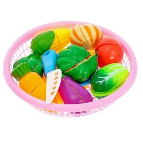 Набор продуктов-нарезка «Поварёнок« в корзинке, на липучках, 12 предметов, цвета микс