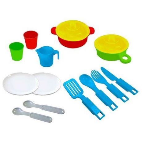 Green Plast Набор посуды, 15 предметов