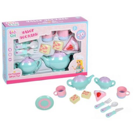 Игровой набор продуктов с посудой / набор посуды детский со сладостями / игрушечная посуда, продукты питания