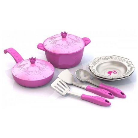Игровой набор кухонной посудки, розовый, 9 предметов, 21 х 16 х 7см