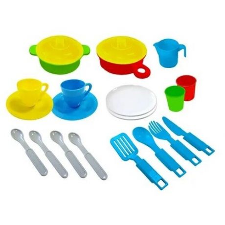 Набор посуды Green Plast НП01 голубой/желтый/красный/зеленый
