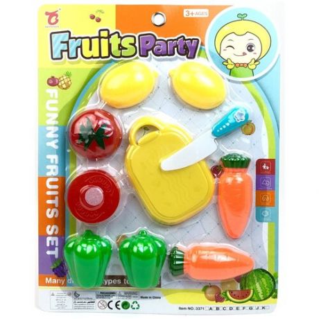 Детский игровой набор овощи и фрукты на липучке, набор игрушечных продуктов для нарезки, 6 предметов: морковь, томат, перец, лимон, доска разделочная