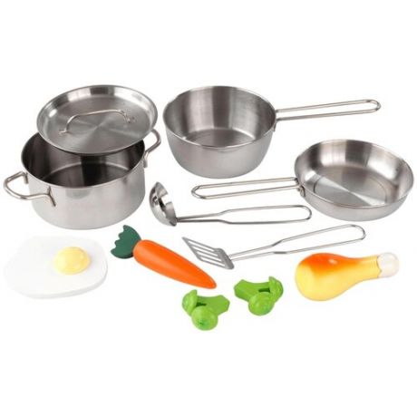 Набор продуктов с посудой KidKraft "Игрушечная посуда" 63186 серебристый/зеленый/бежевый