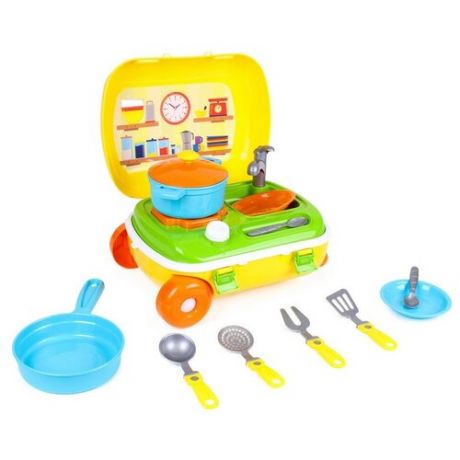Кухня детская игровая в чемодане технок набор игрушечной посуды в комплекте