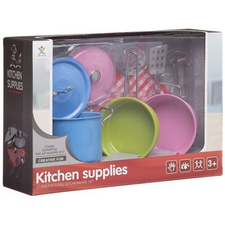 Игровой набор Junfa Посуда металлическая (разноцветная), в наборе 9 предметов