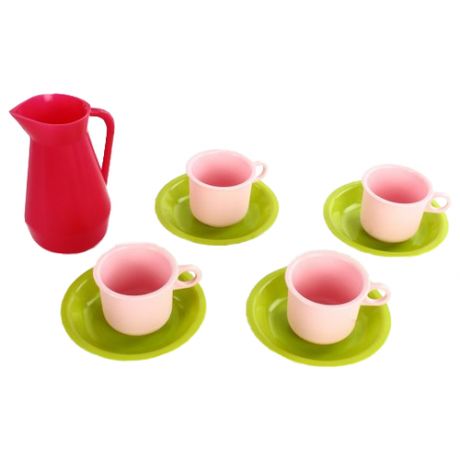 Набор посуды Росигрушка Набор посуды "Молочник" (в дизайн упаковке, 9 дет.) красный/зеленый/розовый