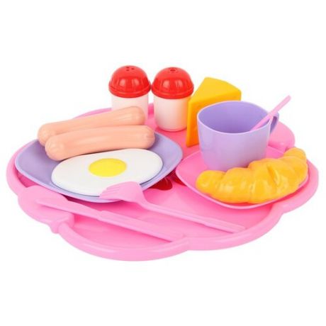 Набор продуктов с посудой СТРОМ Кукольный завтрак У998 розовый/фиолетовый