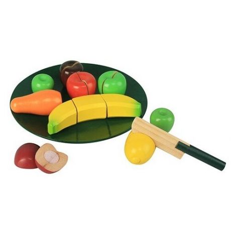 Набор продуктов с посудой Magni Fruit in wood on the plate, with velcro 1239F3 зеленый/желтый/красный