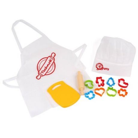 Костюм повара детский посудка детская игрушечная игровой набор технок (скалка, формочки, колпак,доска)