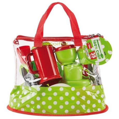 Набор посуды Ecoiffier в сумочке ECO2640 зеленый/красный