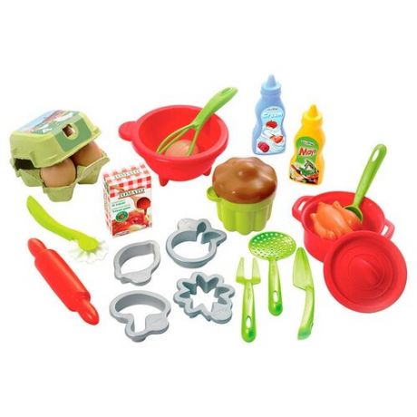 Набор детской посуды Ecoiffier 100% Chef, с продуктами, 26 предметов 2617