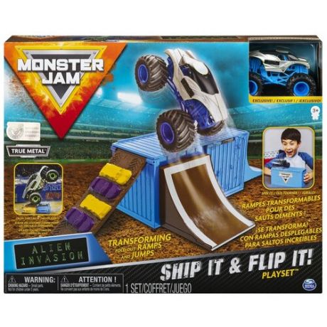 Игровой набор Monter Jam Ship It & Flip It с рампой