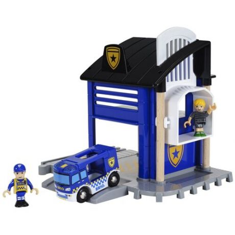 Brio Игровой набор Полицейский участок 33813, синий/желтый/белый/черный/серый