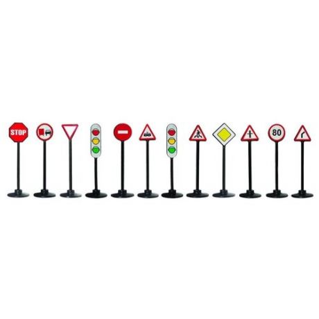 Игровой набор Дорожные знаки 12 шт / для детей игра ПДД / правила дорожного движения
