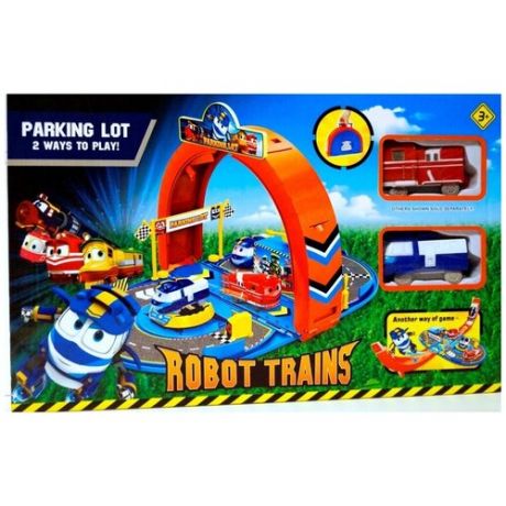 Игрушечный автотрек Robot trains с парковкой, трек с 2 поездами