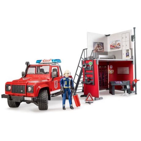 Игровой набор BRUDER 62-701 Пожарная станция с джипом и фигуркой