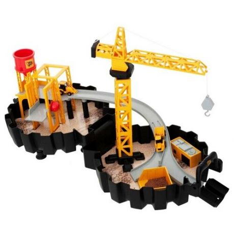 Игровой набор строительная площадка с подъемным краном, в кейса в форме колеса / игрушечный кран