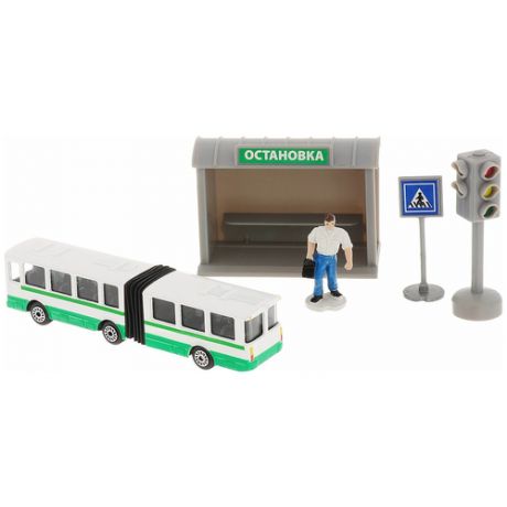 ТЕХНОПАРК Городской транспорт Автобус с остановкой, серый/зеленый/белый/голубой/черный